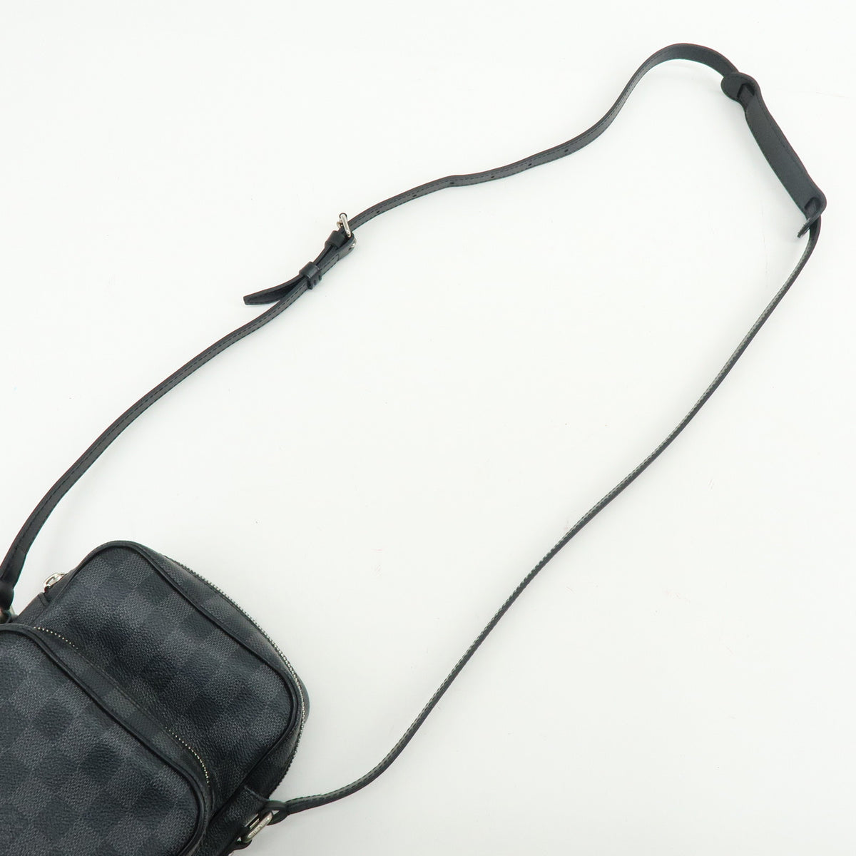Louis Vuitton Damier Graphite Rem Leather Shoulder Bag Black N41446