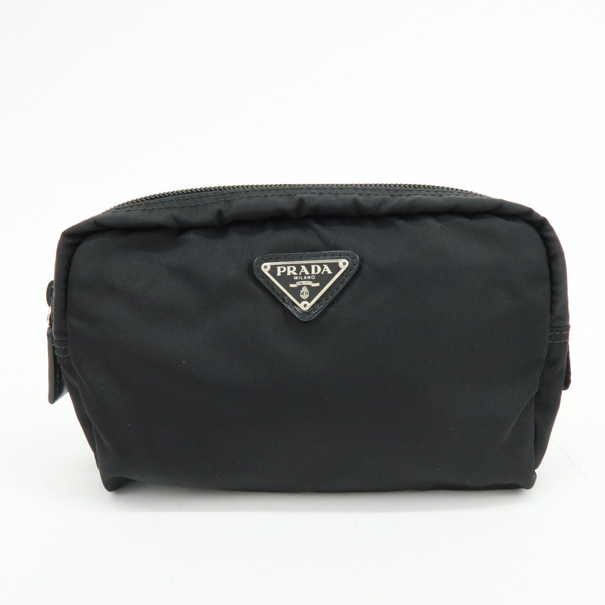 PRADA Triangle Logo Lot of 2 Nylon Pouch Cosmetic Case Black Khaki
