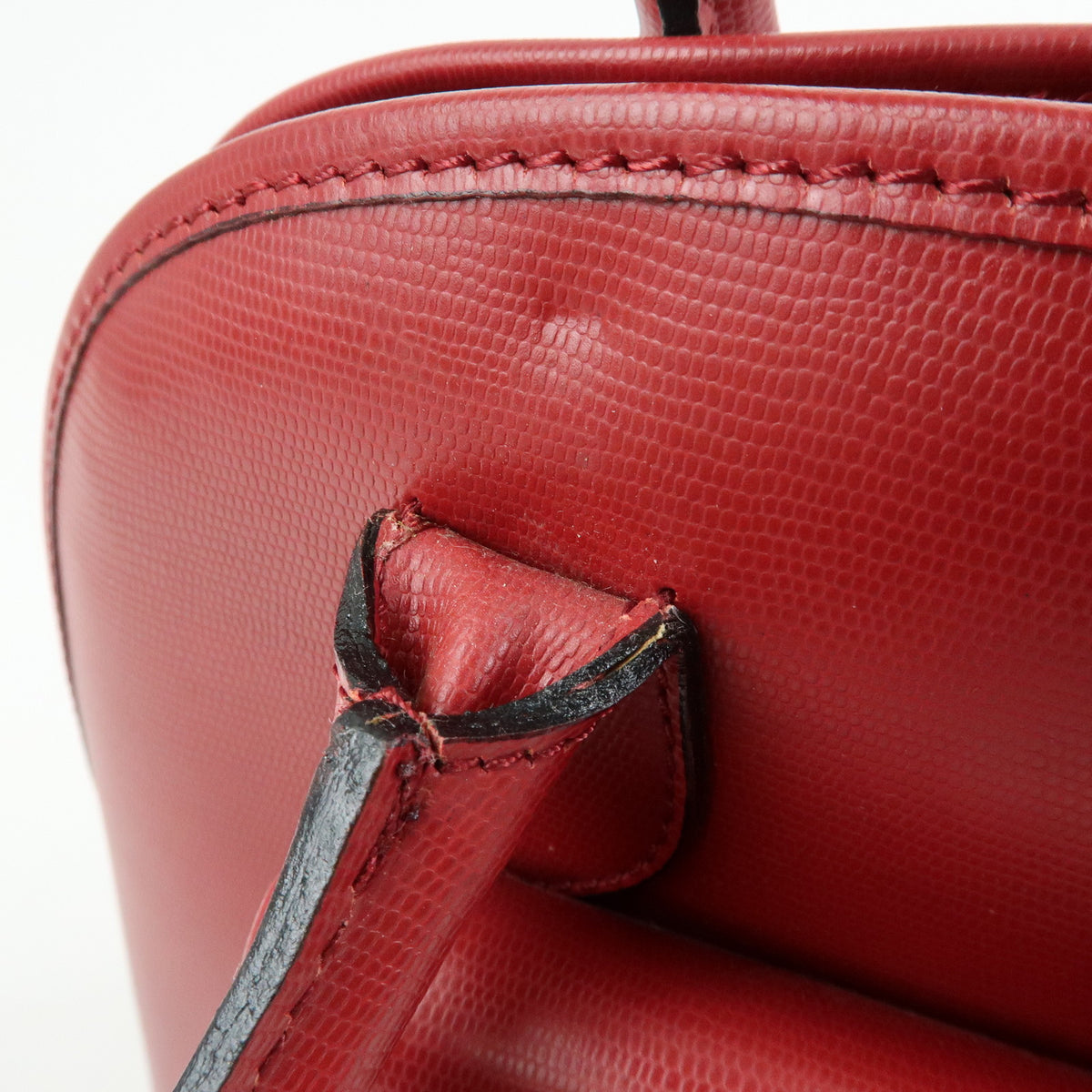CELINE Circle Logo Leather Dome Hand Bag Red