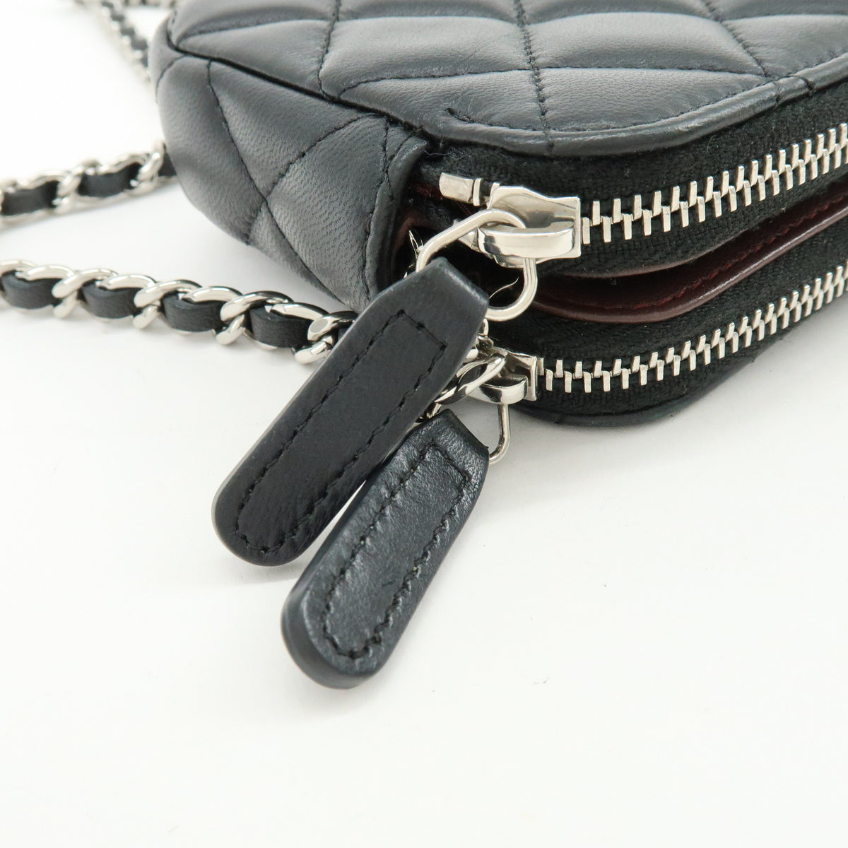 CHANEL COCO Mark Matelasse Lamb Skin Chain Shoulder Bag Black Silver