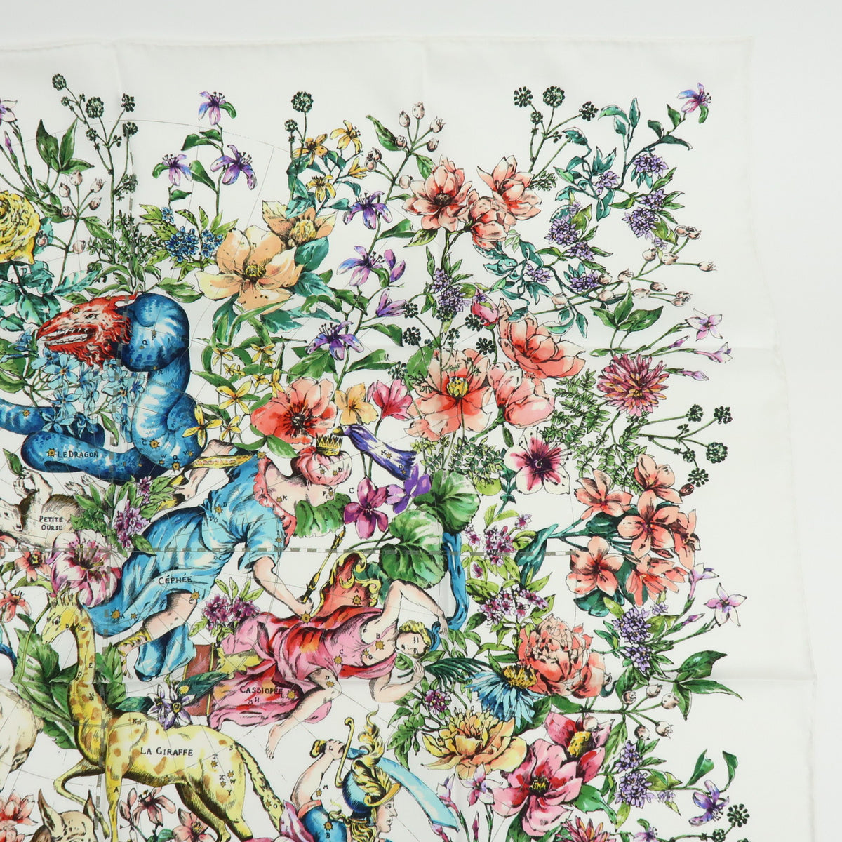 Christian Dior Silk 100% Pietro Ruffo Scarf Shawl White Multicolor
