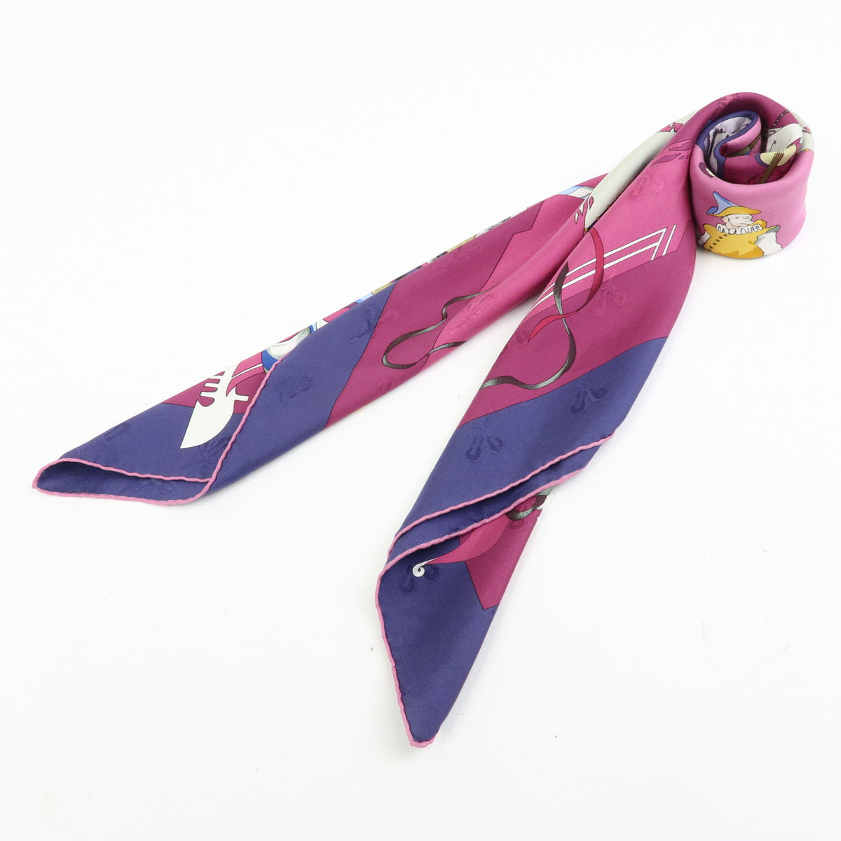 HERMES Carre 90 Silk 100% Scarf Fetes Venitiennes Purple