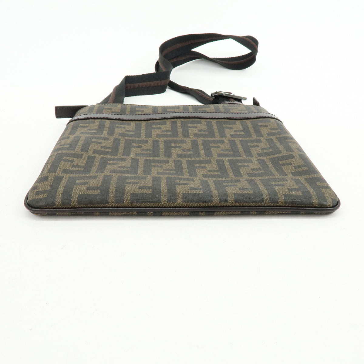 FENDI Zucca PVC Coated Canvas Leather Shoulder Bag Brown 7VA348