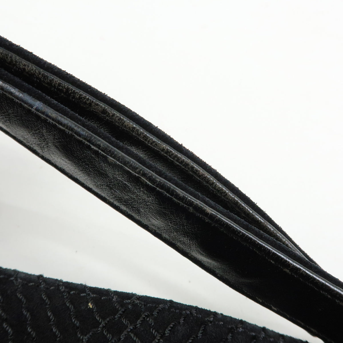 CHANEL COCO Mark Wild Stitch Suede Leather Shoulder Bag Tote Bag Black