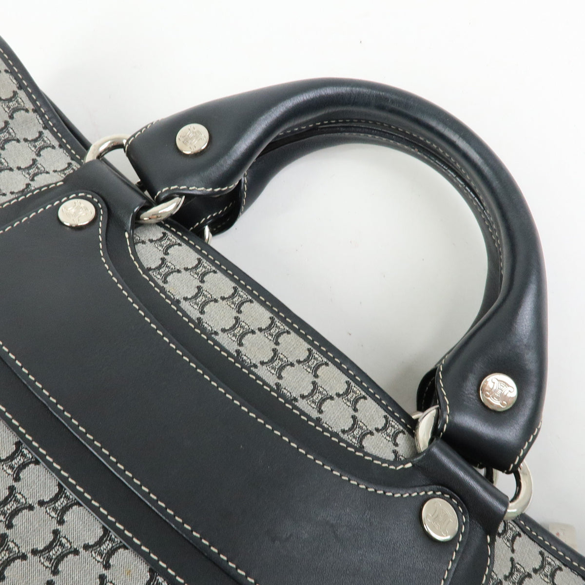 CELINE Macadam Boogie Bag Canvas Leather Hand Bag Black