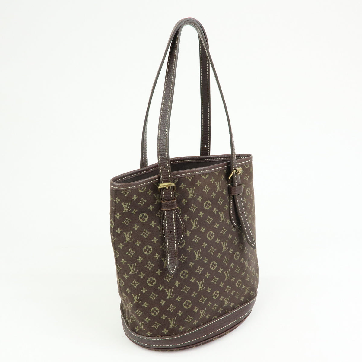 Louis Vuitton Monogram Mini Lin Bucket PM Canvas Tote Bag Ebene M95226