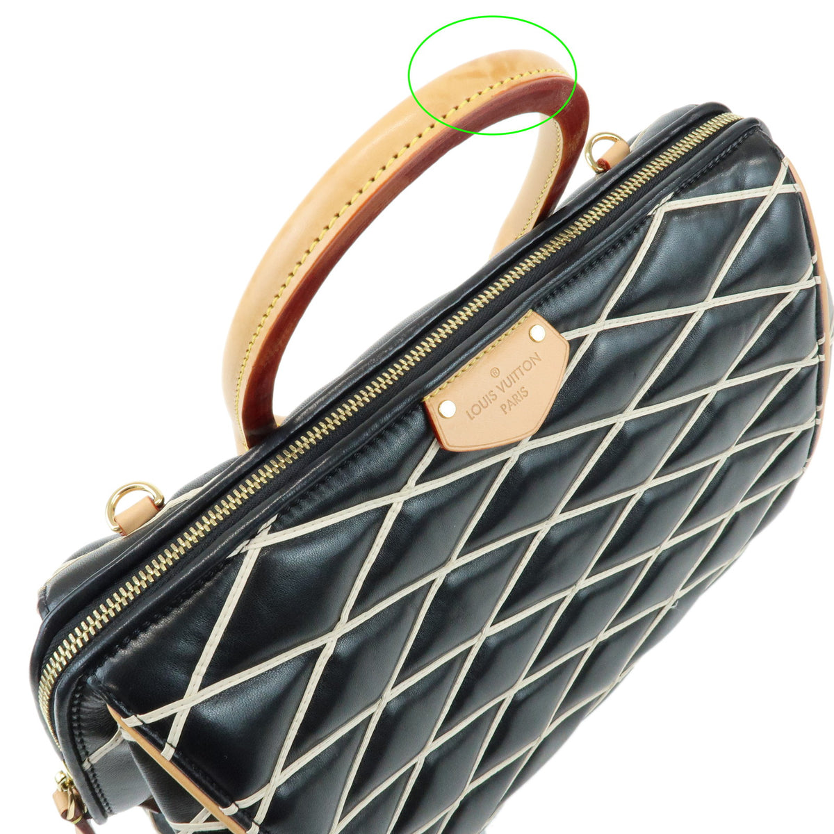 Louis Vuitton Malletage Doc PM Lamb Skin 2Way Bag Noir White M50002