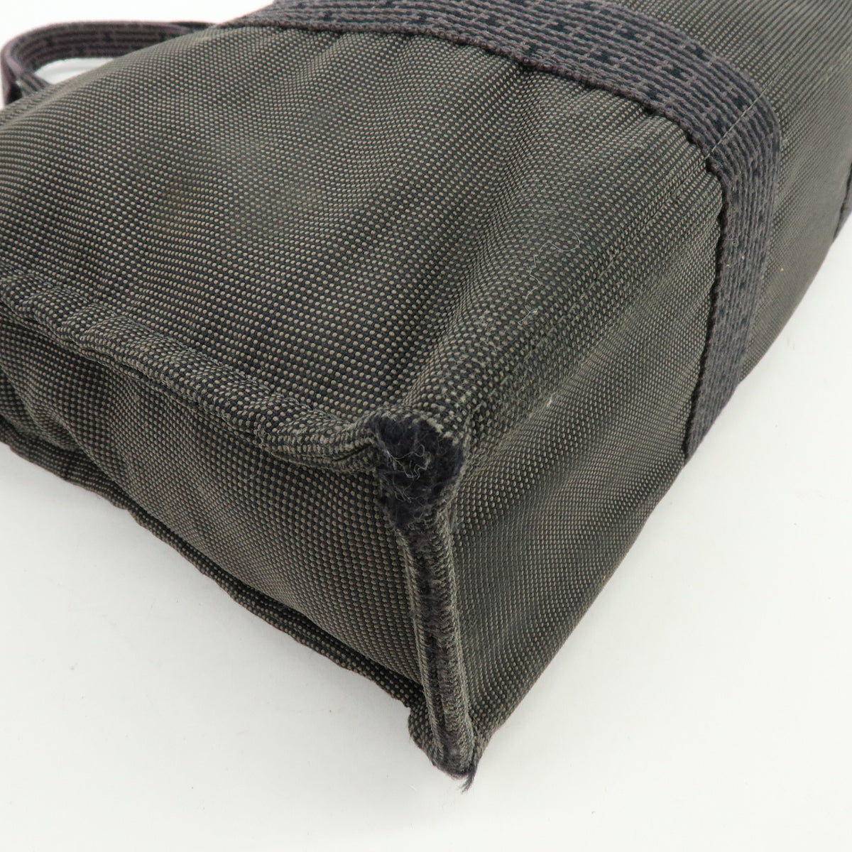 HERMES Her Line MM Canvas Hand Bag Tote Bag Gray Black