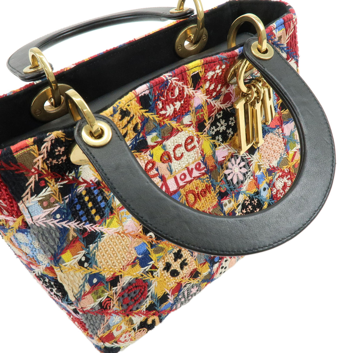 Christian Dior Lady Dior Cannage Beaded Embroidery 2Way Bag Multicolor