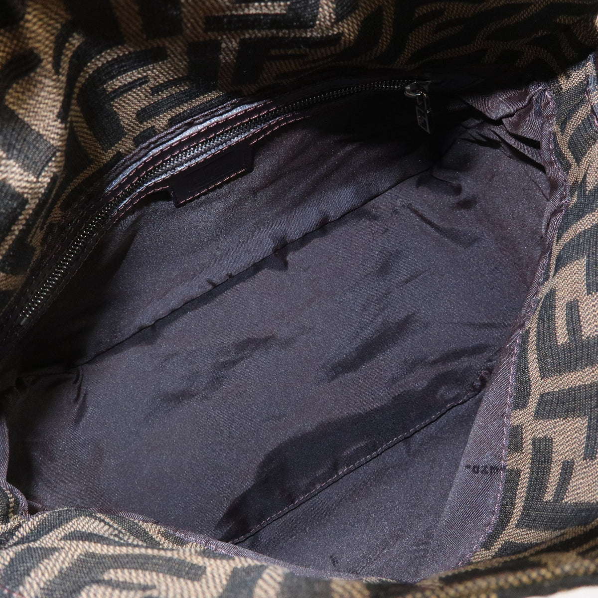 FENDI Zucca Canvas Leather Shoulder Bag Brown Black 125895