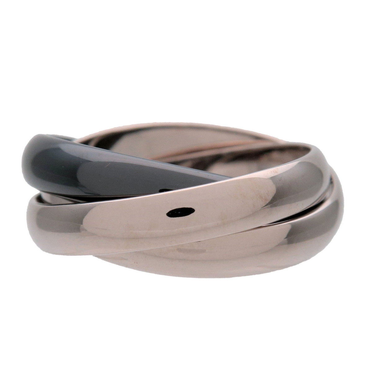 Cartier Trinity Ring MM 750WG BlackCeramic White Gold Black #50 US5.5