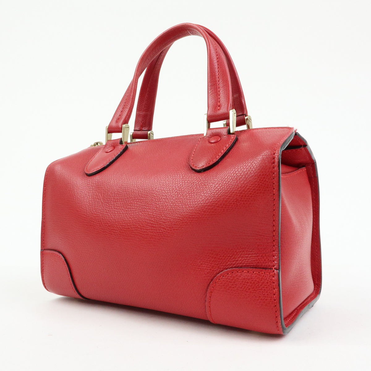 Valextra Babila Leahter Mini Boston Bag Hand Bag Red