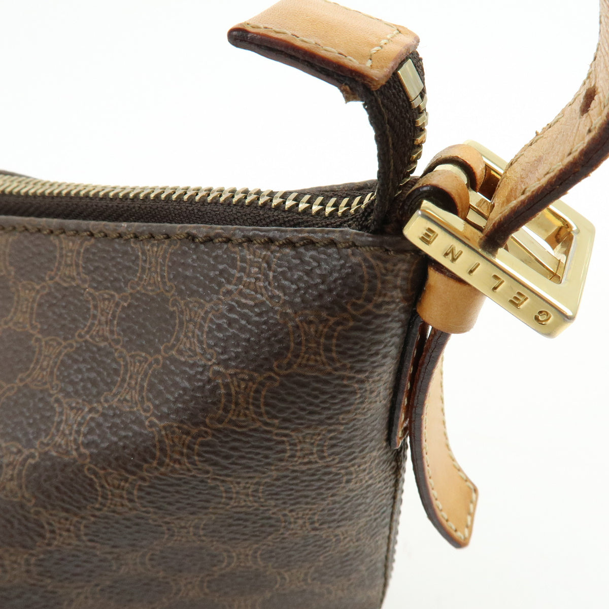 CELINE Macadam PVC Leather Hand Bag Shoulder Bag Brown