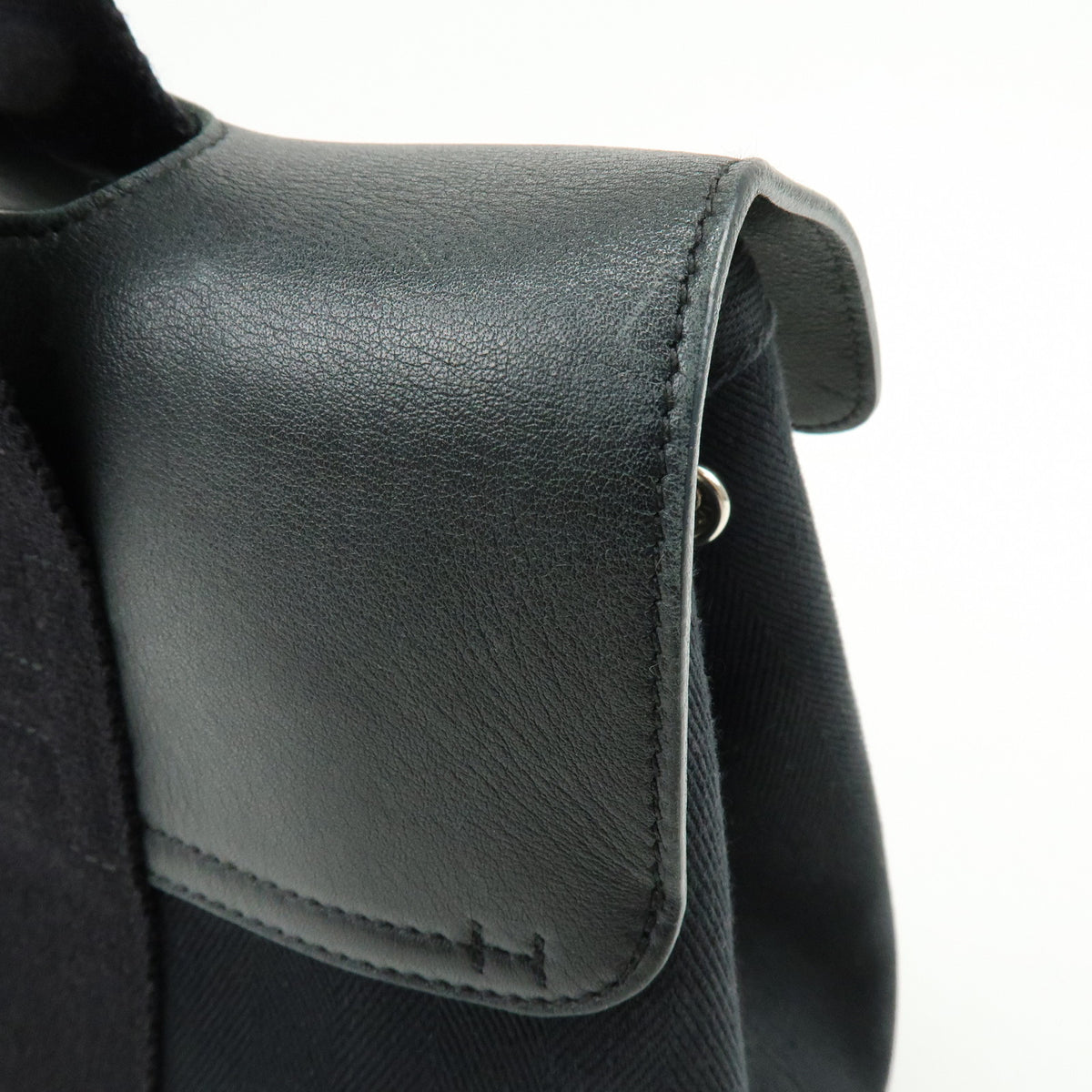 HERMES Toile Chevron Valparaiso PM Tote Bag Hand Bag Black