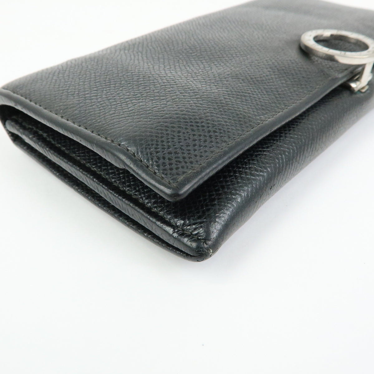BVLGARI BVLGARI Logo Clip Leather Bi-fold Long Wallet Black