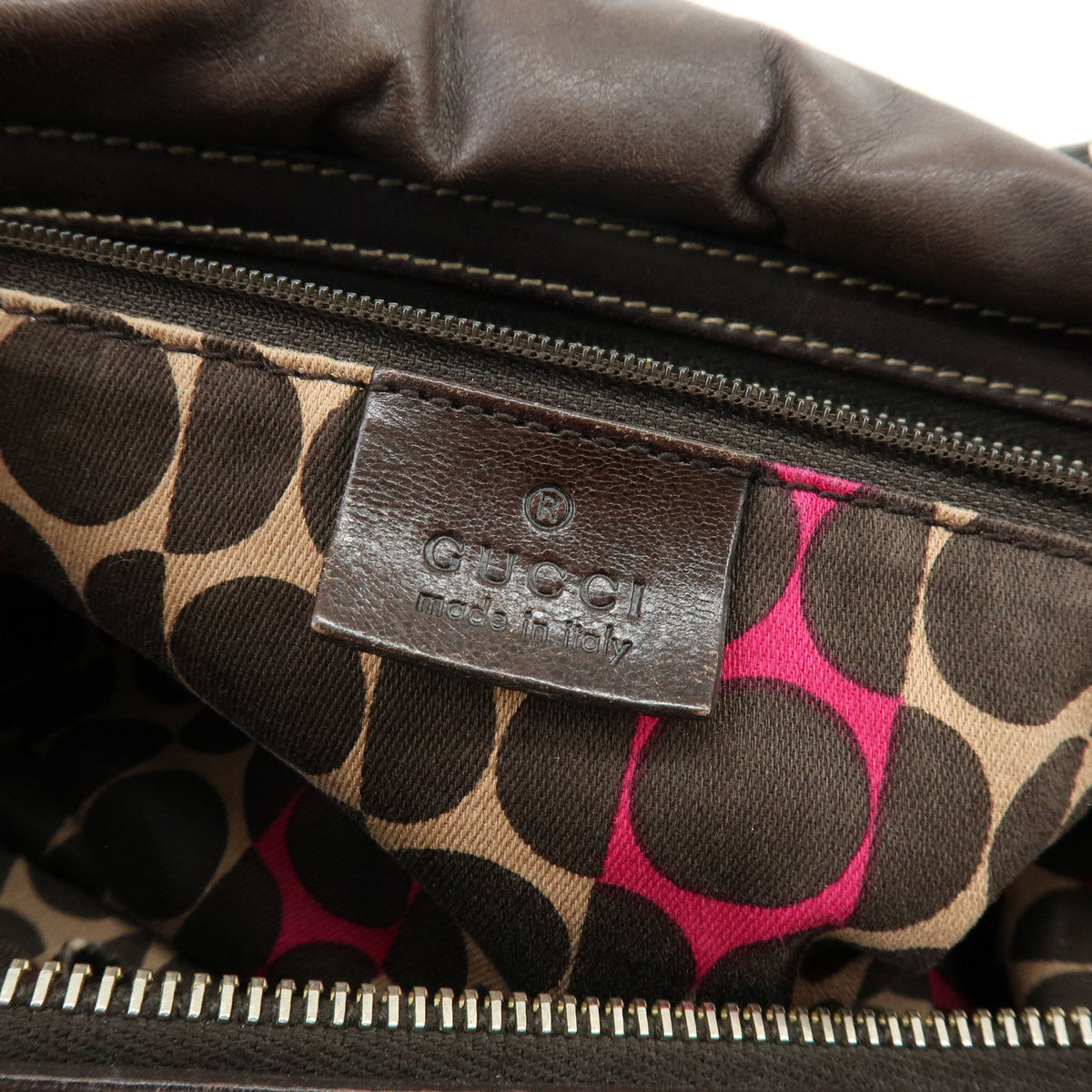 GUCCI Duchessa Leather Mini Boston Bag Hand Bag Dark Brown 181487