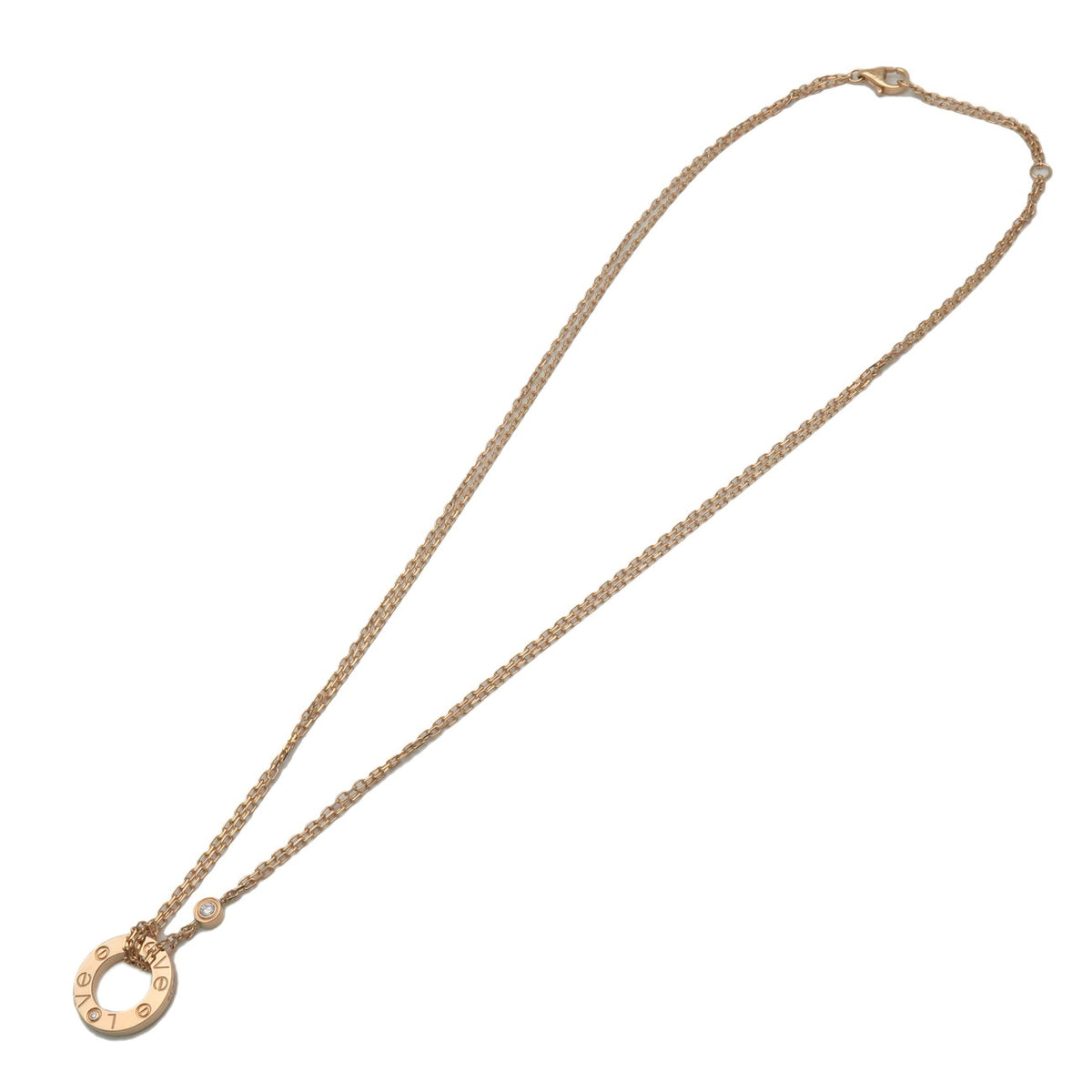 Cartier Love Circle 2P Diamond Necklace K18 750YG Yellow Gold