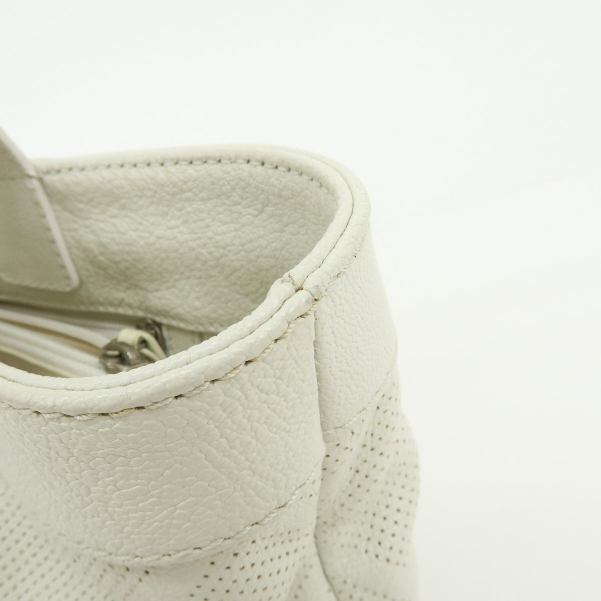 CHANEL COCO Mark Leather Perforated Shoulder Bag Hand Bag White
