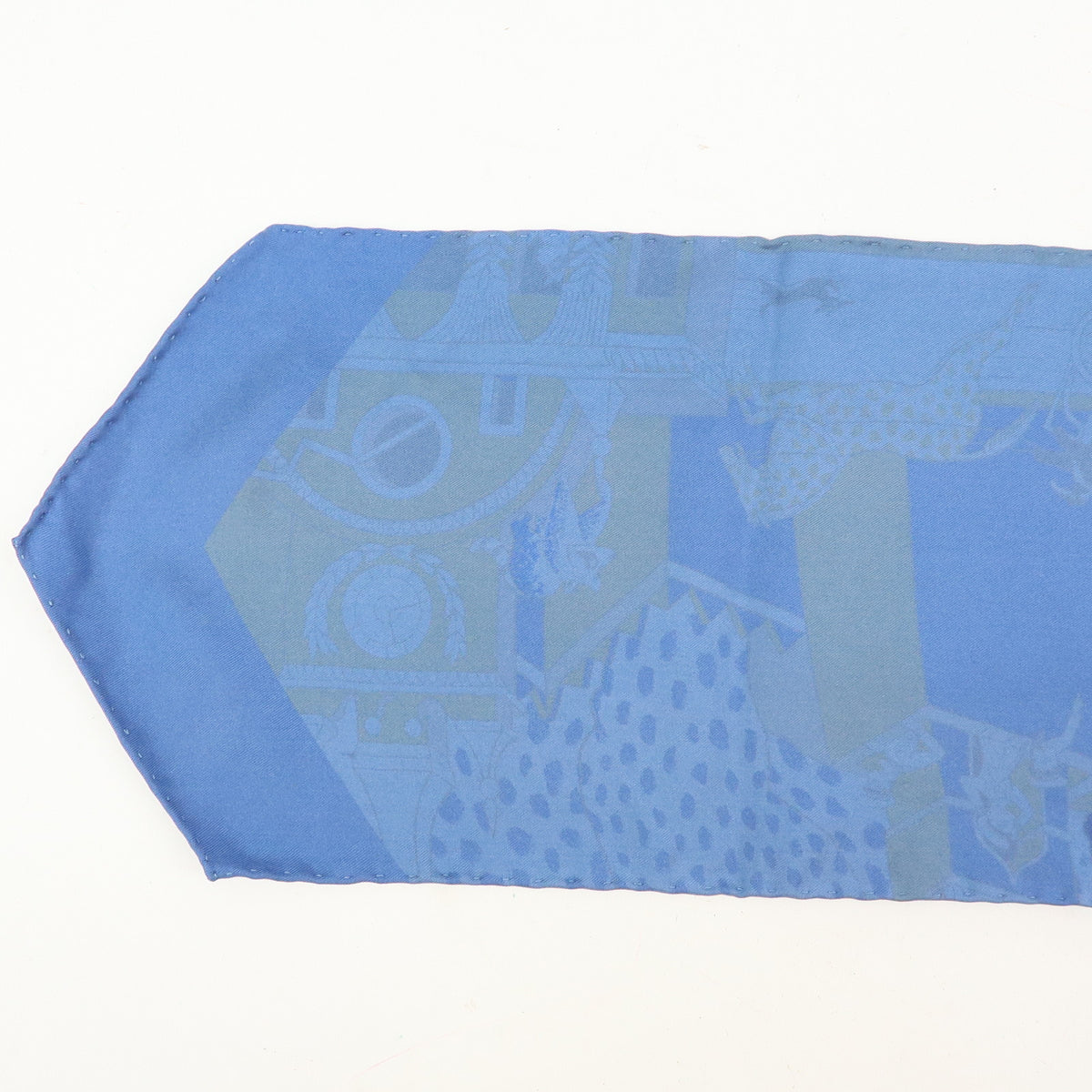 HERMES Maxi Twilly Silk 100% Scarf ANIMAPOLIS Blue Beige Black