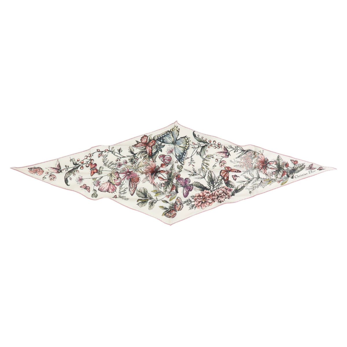 Christian Dior Silk 100% Diamond Shape Scarf Bandana Pink