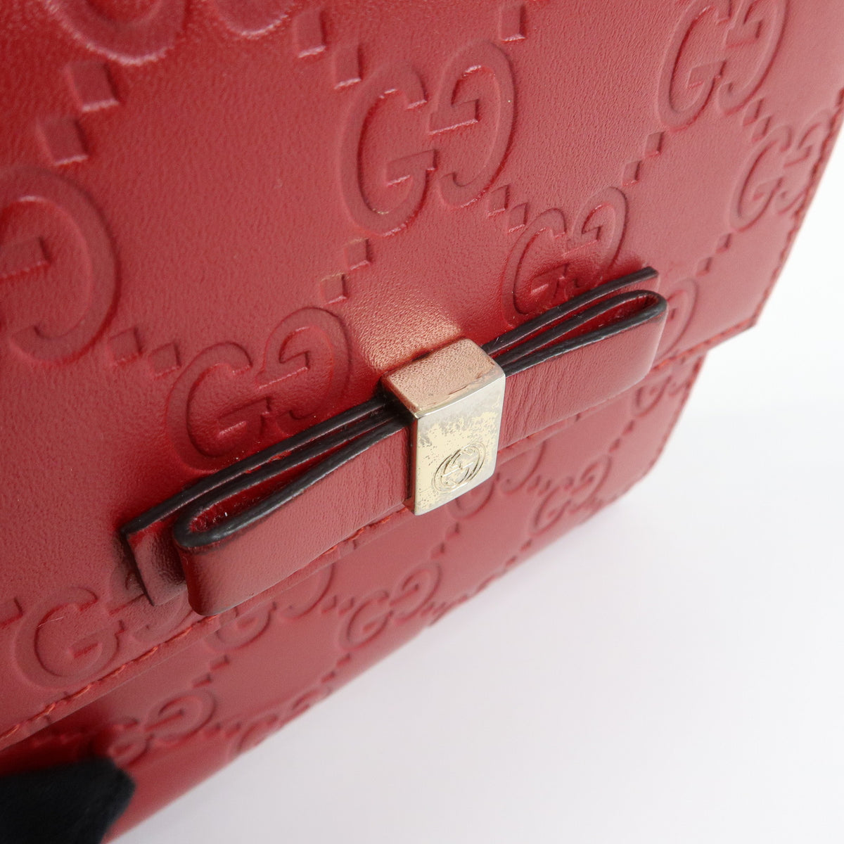 GUCCI Guccissima Leather Bi-fold Compact Wallet Red 406925