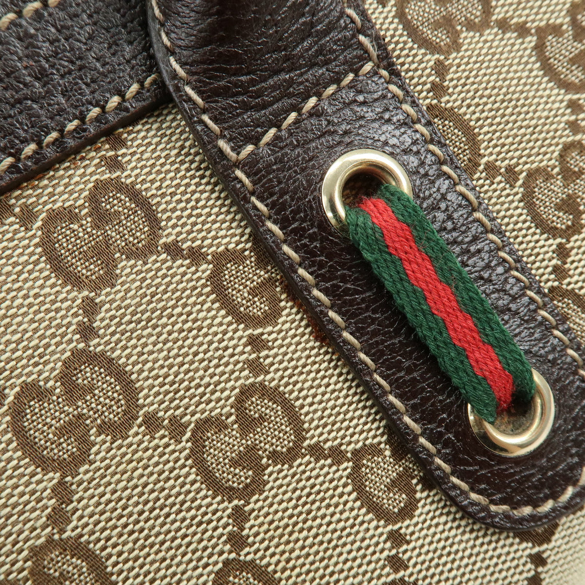 GUCCI Sherry GG Canvas Leather Shoulder Bag Tote Bag Brown Beige 177052