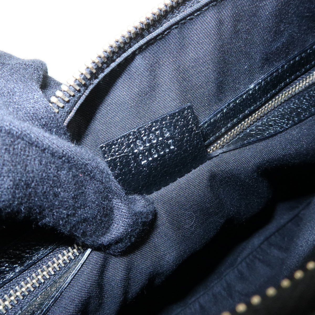 GUCCI Bamboo GG Canvas Leather Hand Bag Black 137378