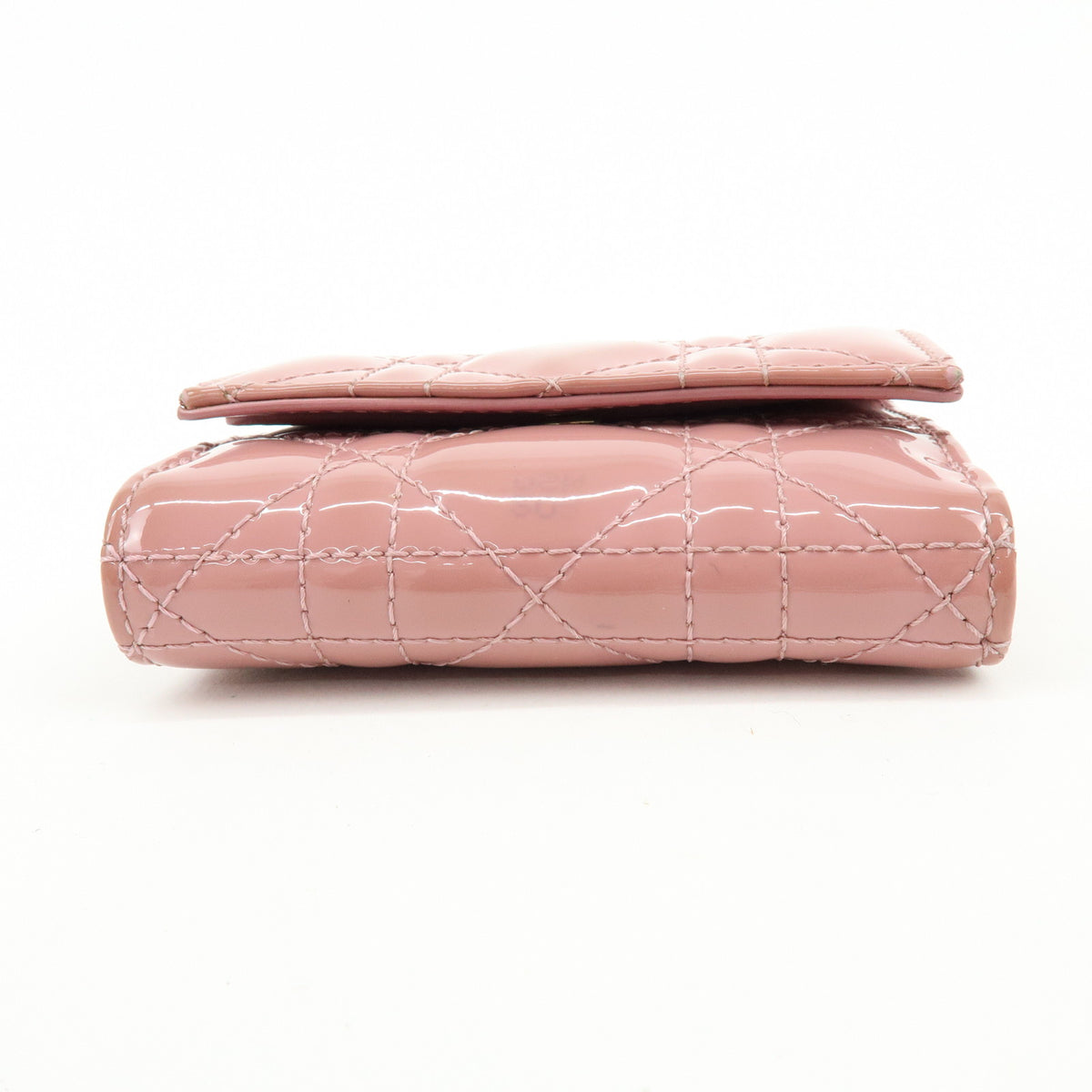 Christian Dior Lady Dior Cannage Patent Leather Bi-fold Compact Wallet