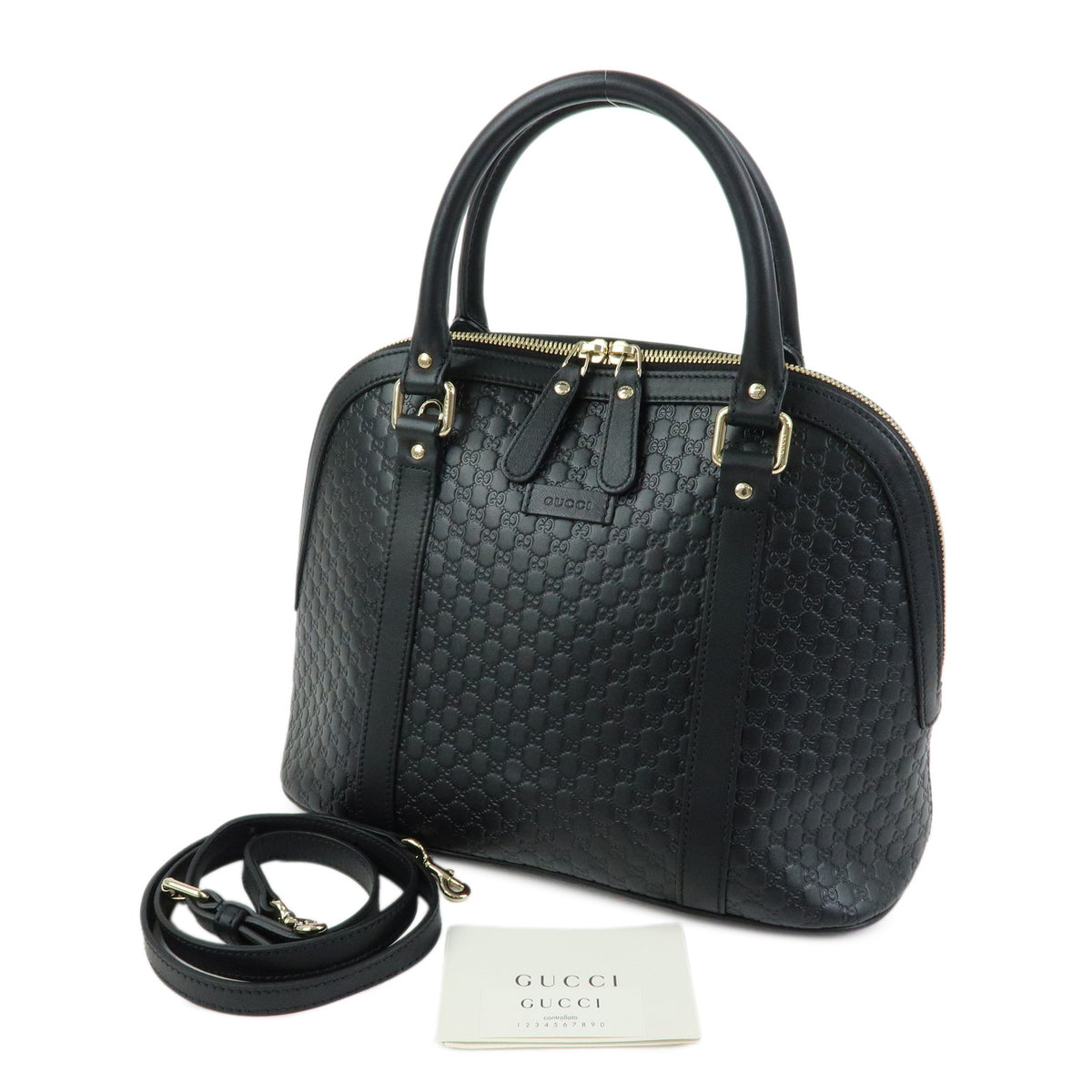 GUCCI Micro Guccissima Leather 2Way Bag Hand Shoulder Bag Black 449663