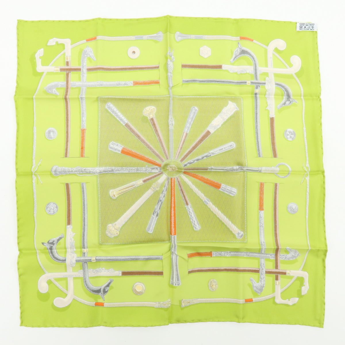 HERMES Carre 45 Lot of 2 Silk 100% Scarf Light Pink Light Green Brown
