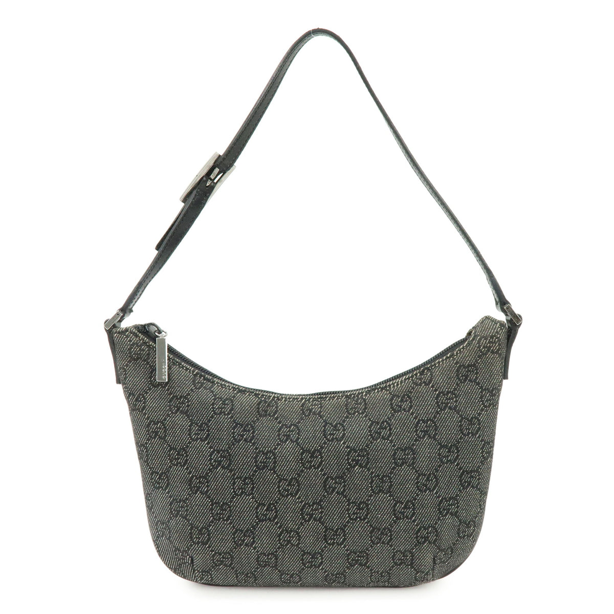 GUCCI GG Denim Leather Hand Bag Shoulder Bag Black 32160