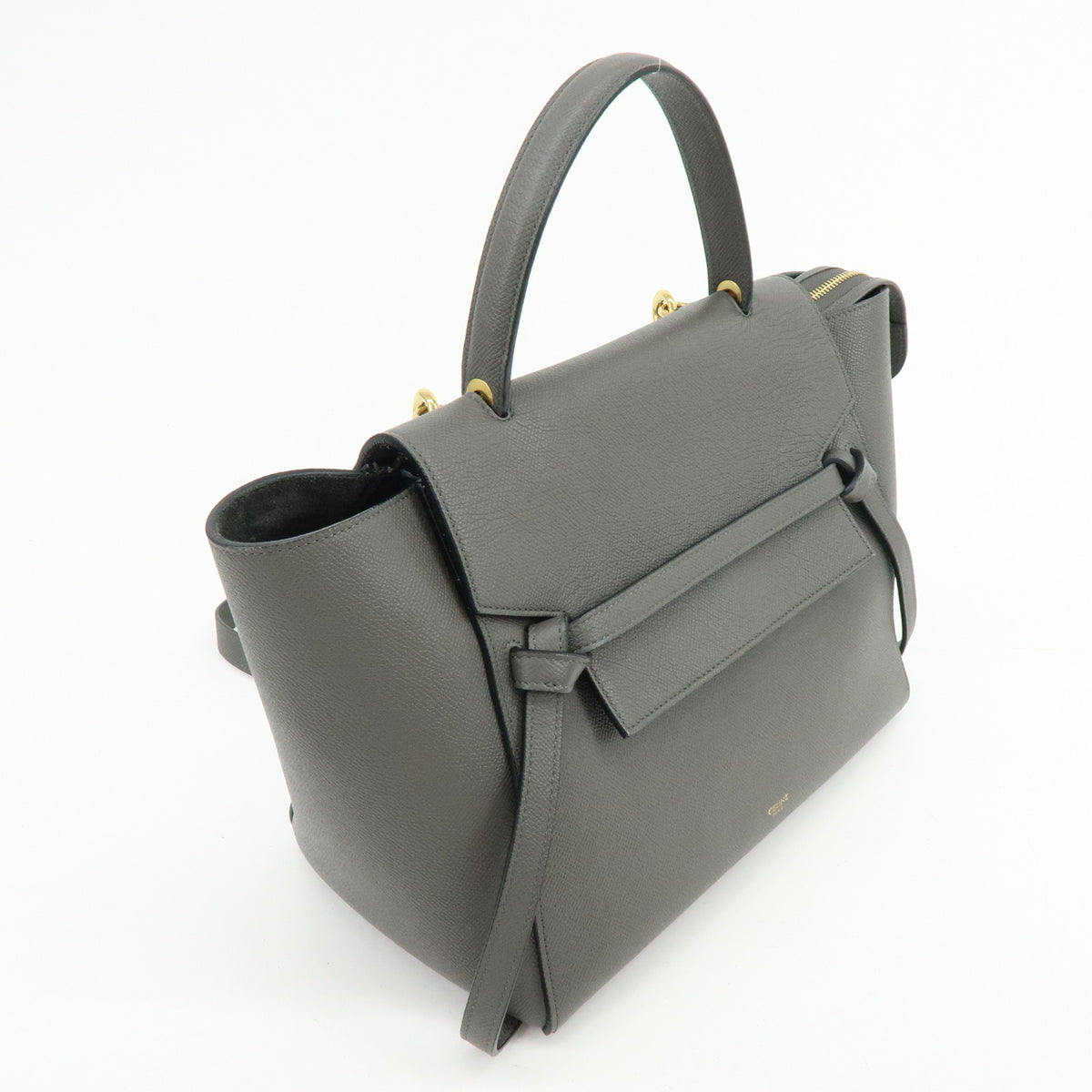CELINE Belt Bag Small Calf Leather 2WAY Bag Hand Bag Shoulder Bag Gray