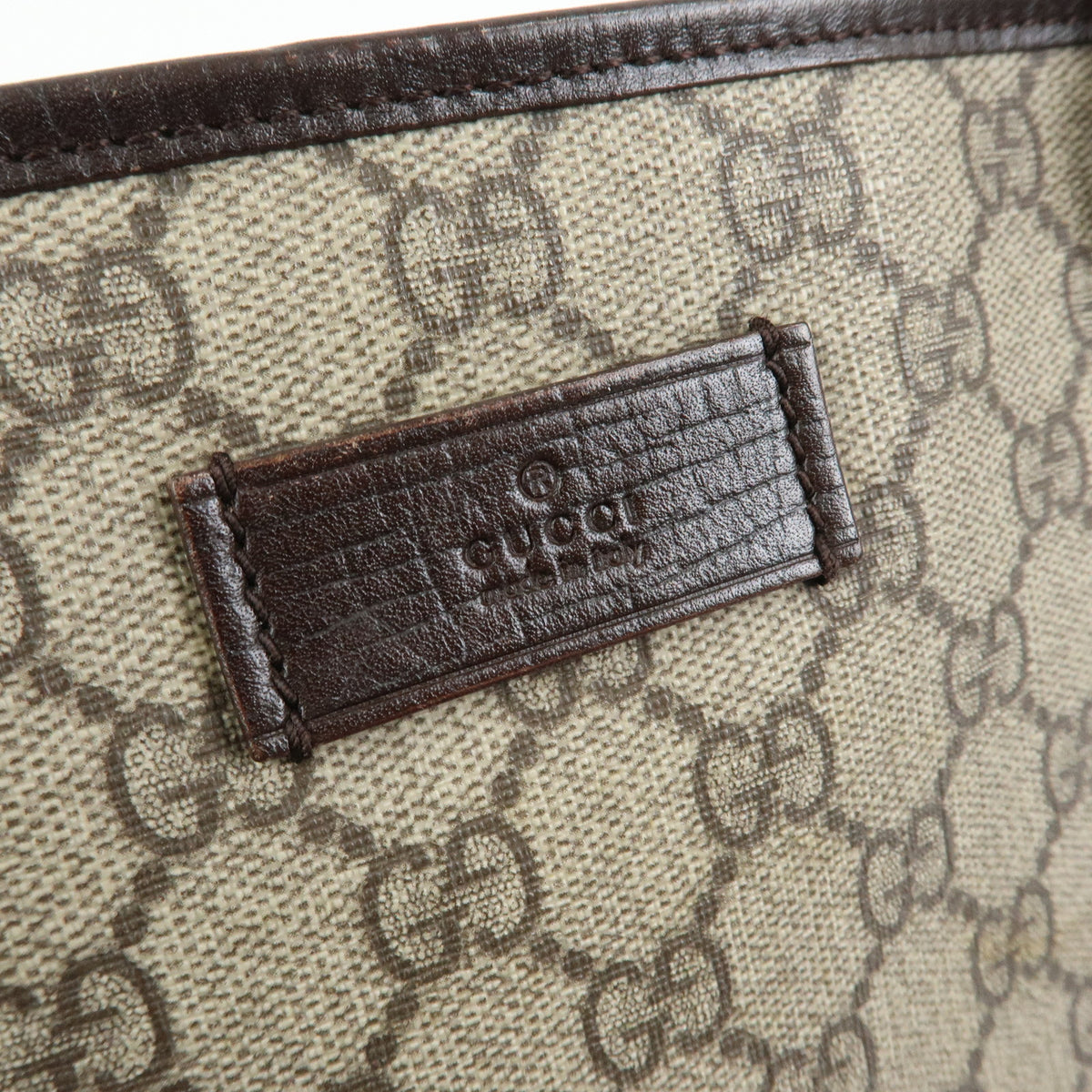 GUCCI GG Supreme Leather Tote Bag Shoulder Bag Beige Brown 114595