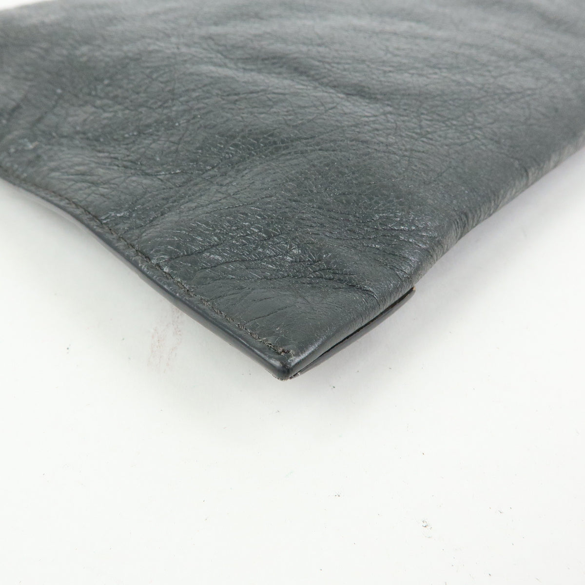 BALENCIAGA City Giant Motor Clutch Bag Leather Pouch Gray 370994