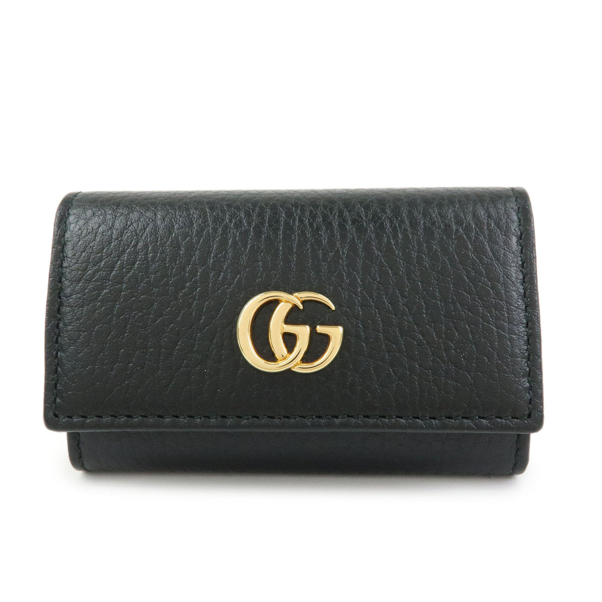 GUCCI Double G Leather 6 Ring Key Case Key Holder Black 456118