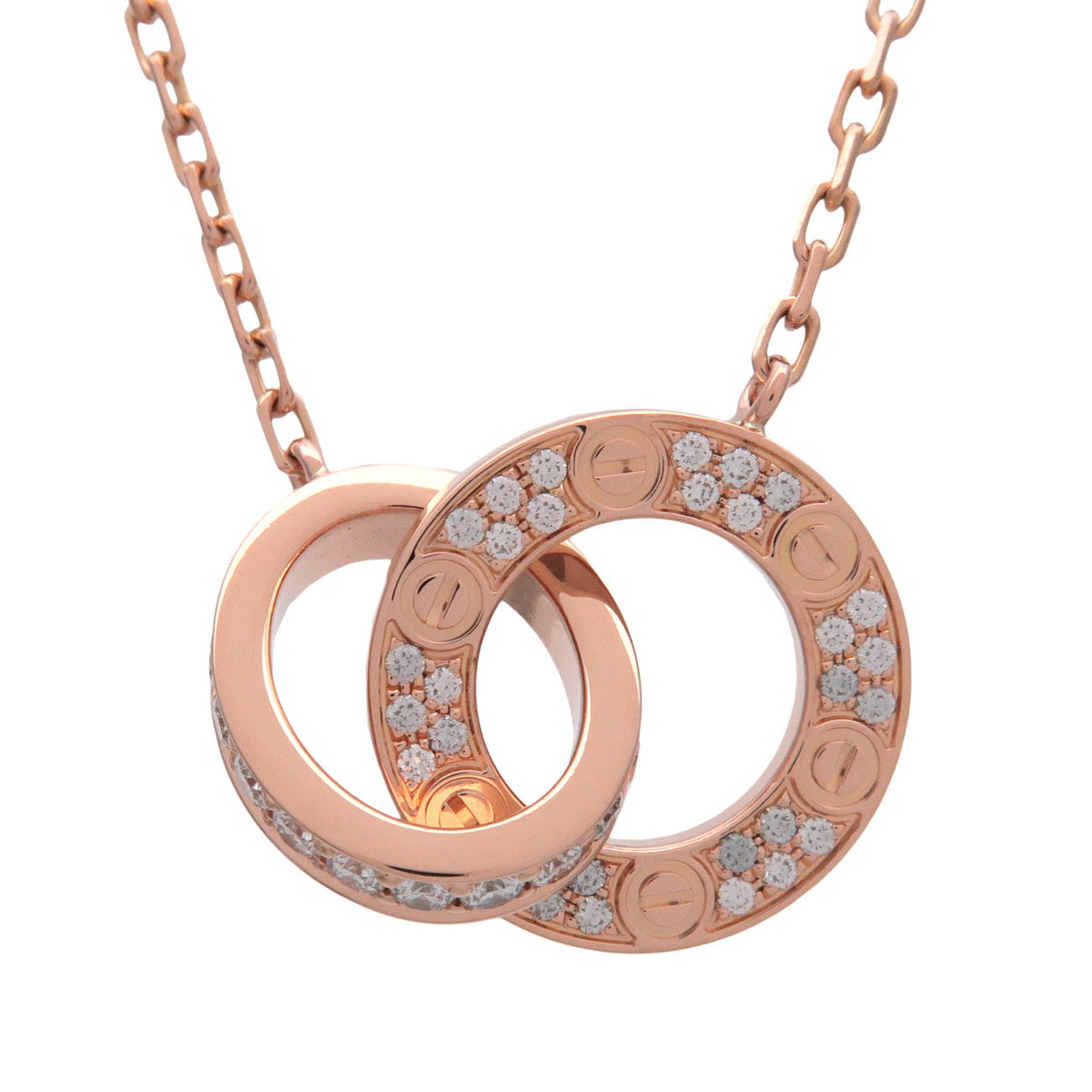 Cartier Love Circle Diamond Necklace K18 750PG Rose Gold