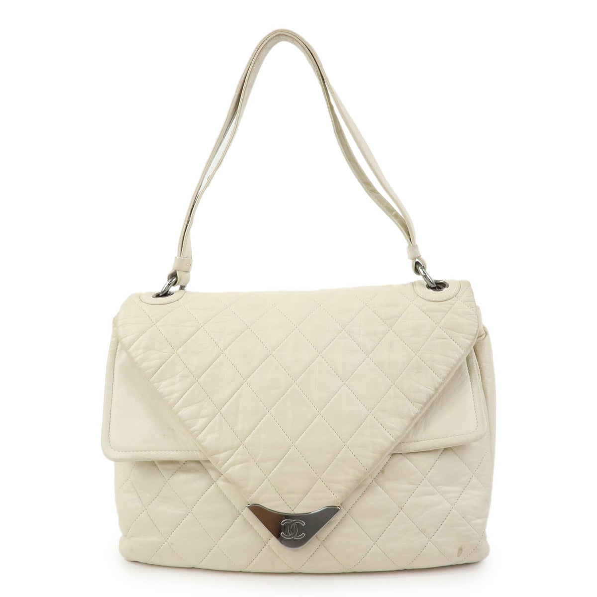 CHANEL Matelasse COCO Mark Calf Leather Double Flap Shoulder Bag