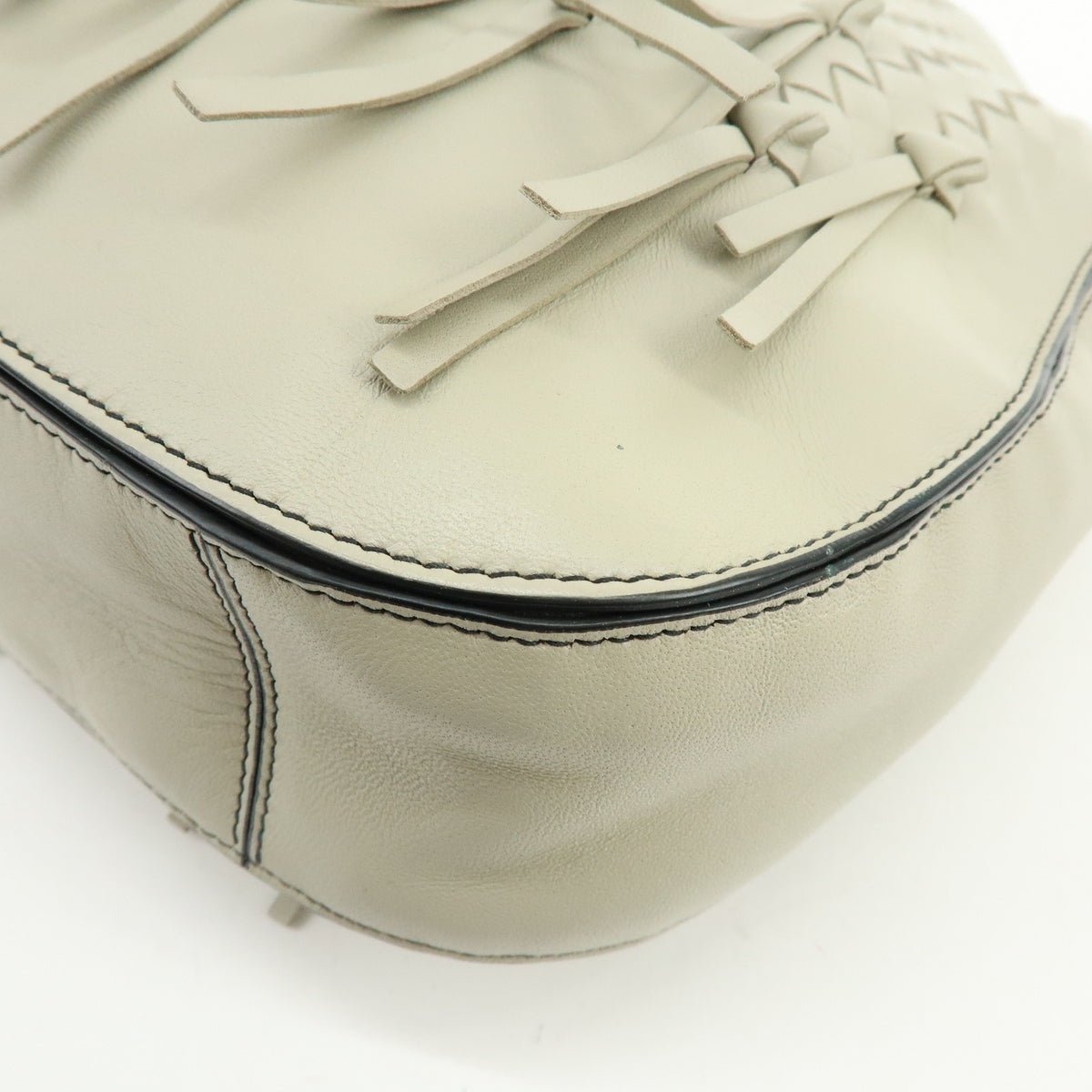 BOTTEGA VENETA Intrecciato Nappa Leather Shoulder Bag Ivory 118965