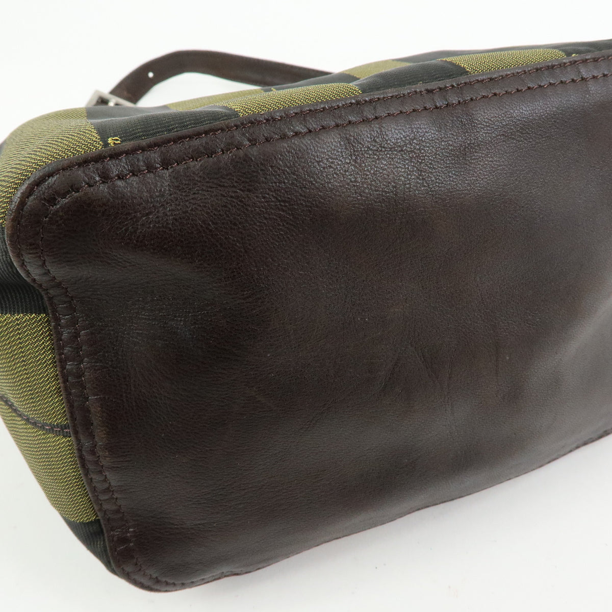 FENDI Pequin Canvas Leather Shoulder Bag  Hand Bag Brown 222828653・008