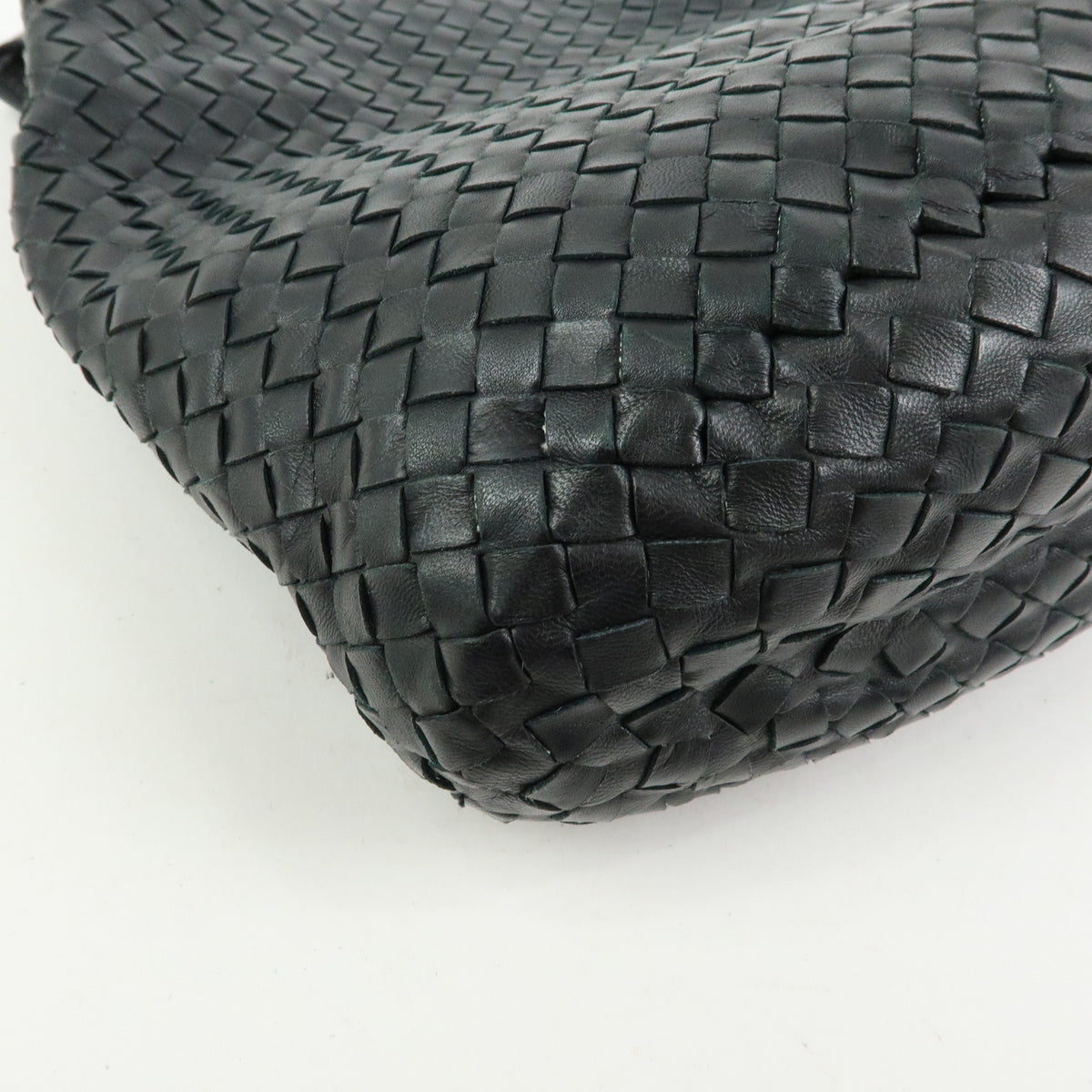 BOTTEGA VENETA Intrecciato Leather Bucket Bag Hand Bag Black 255690