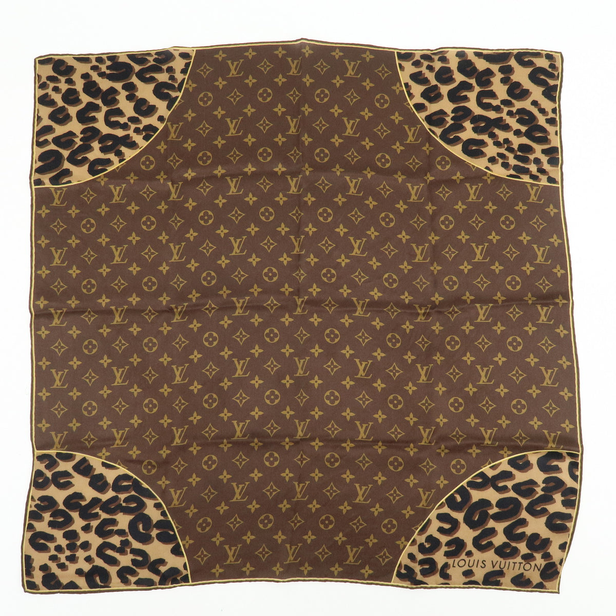 Louis Vuitton Monogram Lot of 2 Silk 100% Scarf Brown Navy