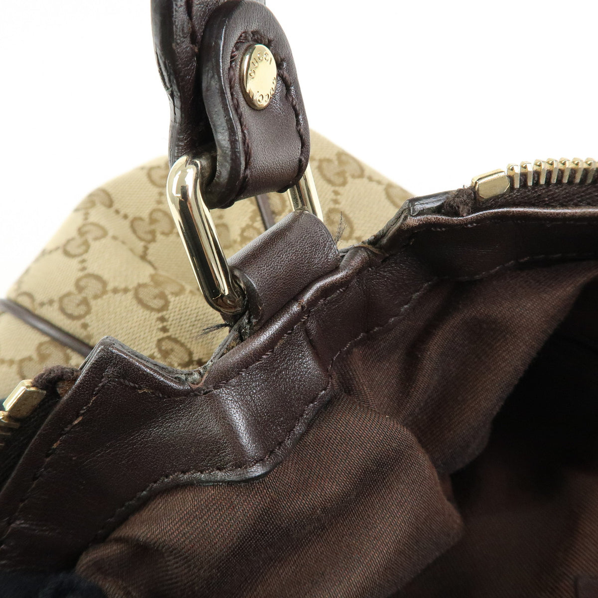 GUCCI Sukey Interlocking G GG Canvas Shoulder Bag Beige Brown 232955