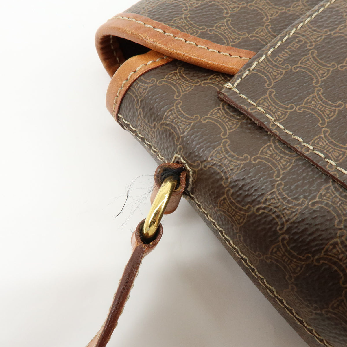 CELINE Macadam PVC Leather Shoulder Bag Crossbody Bag Brown
