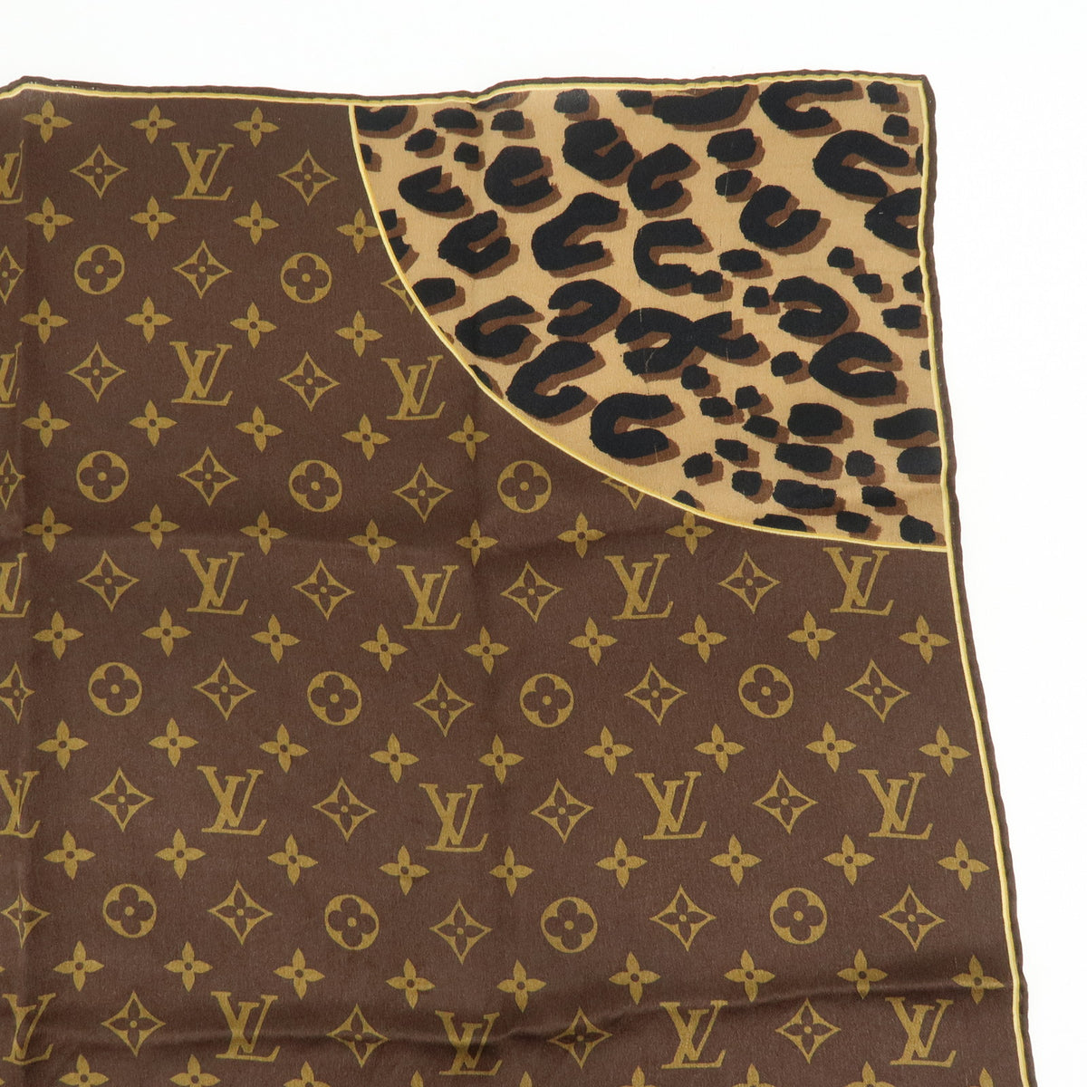 Louis Vuitton Monogram Lot of 2 Silk 100% Scarf Brown Navy