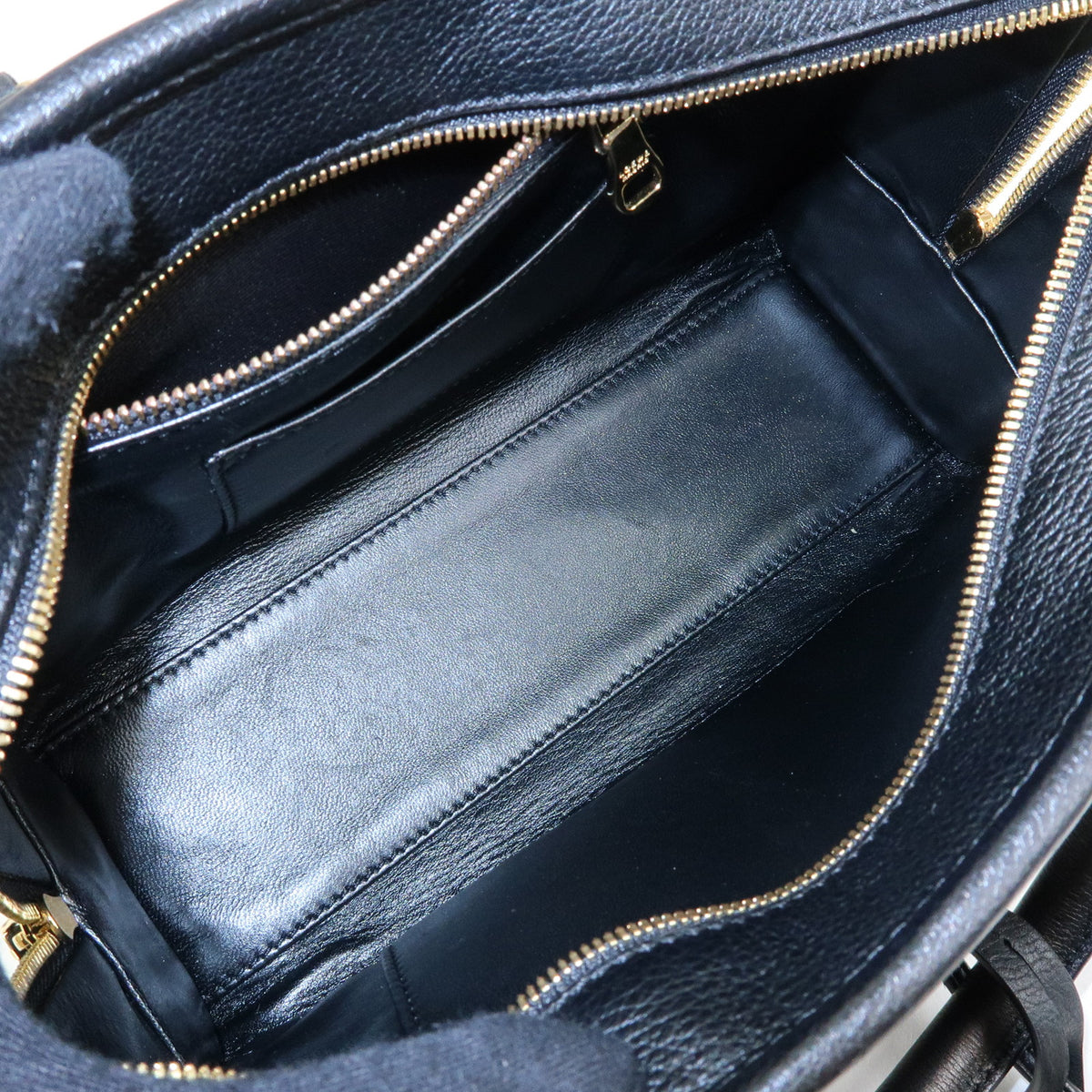 LOEWE Anagram Amazona 23 Leather Hand Bag Shoulder Bag Black