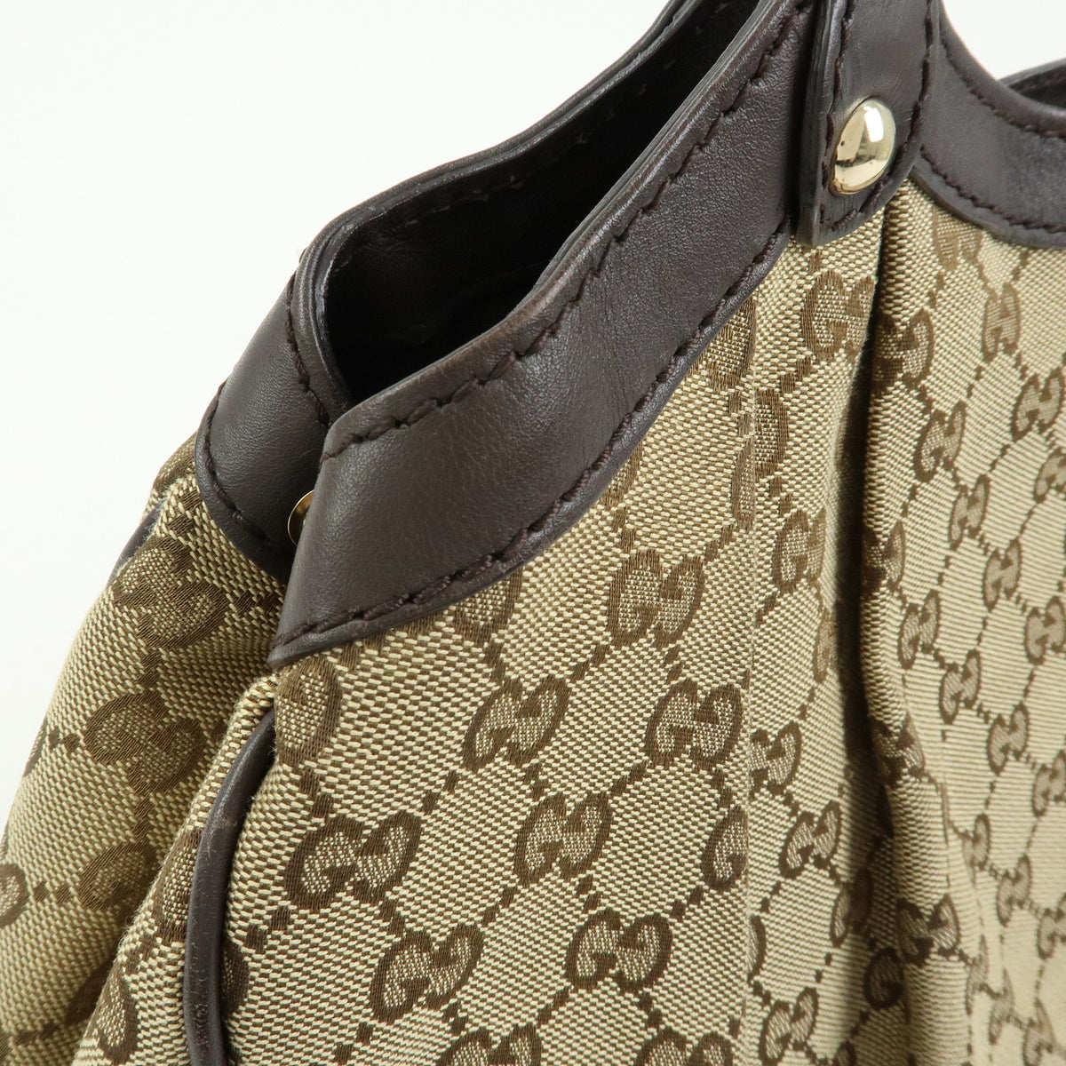 GUCCI Sukey Interlocking G GG Canvas Leather Tote Bag Hand Bag 211944
