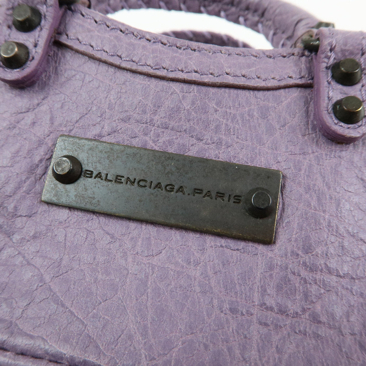 BALENCIAGA The First Leather Metal Bag Charm Key Holder Purple 253199