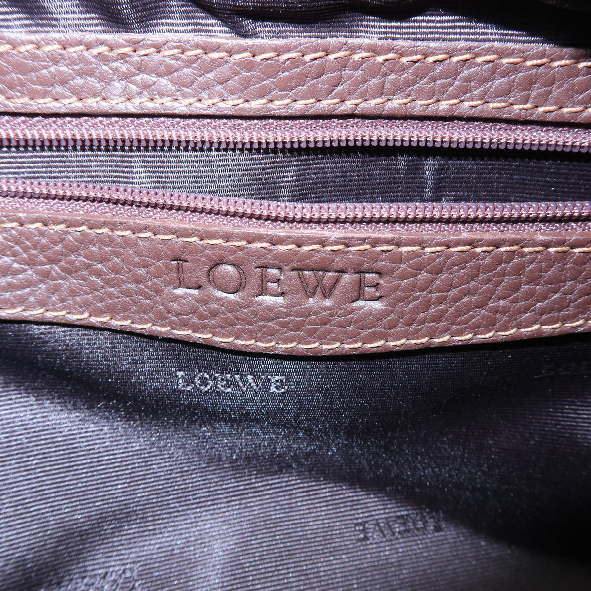 LOEWE Senda Leather Hand Bag Dark Brown