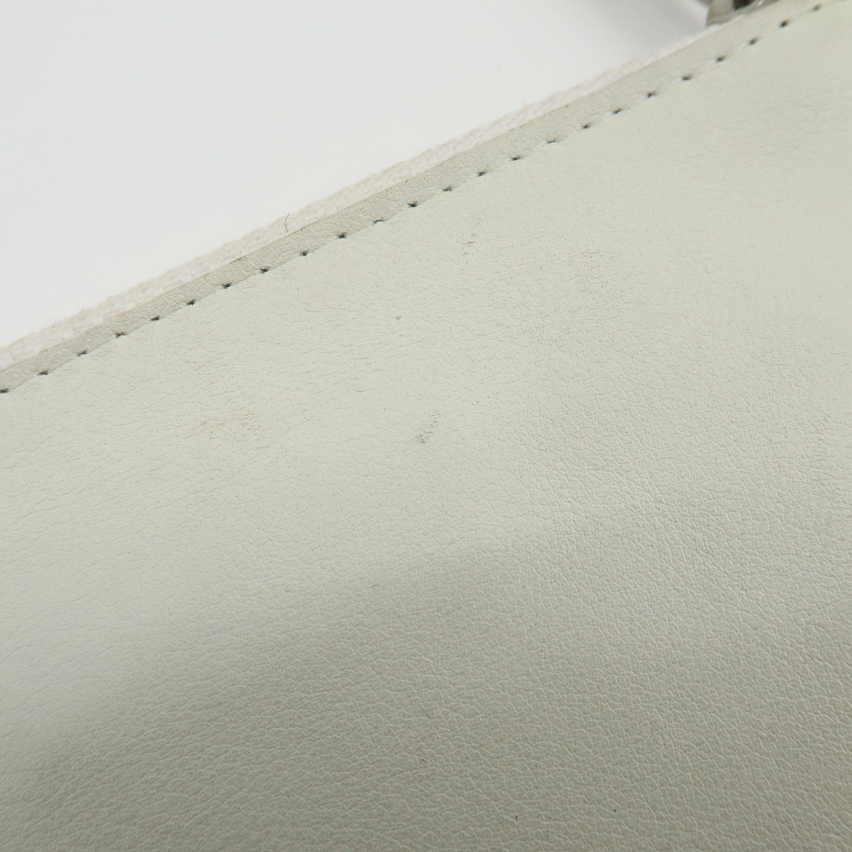 CHANEL COCO Mark Leather Cosmetic Pouch Flat Pouch White