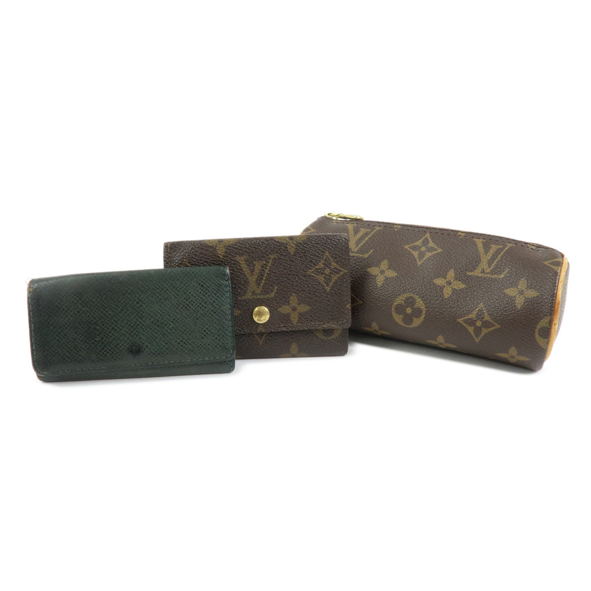 Louis Vuitton Lot of 3 Monogram Taiga Pouch Key Case Brown Epicea